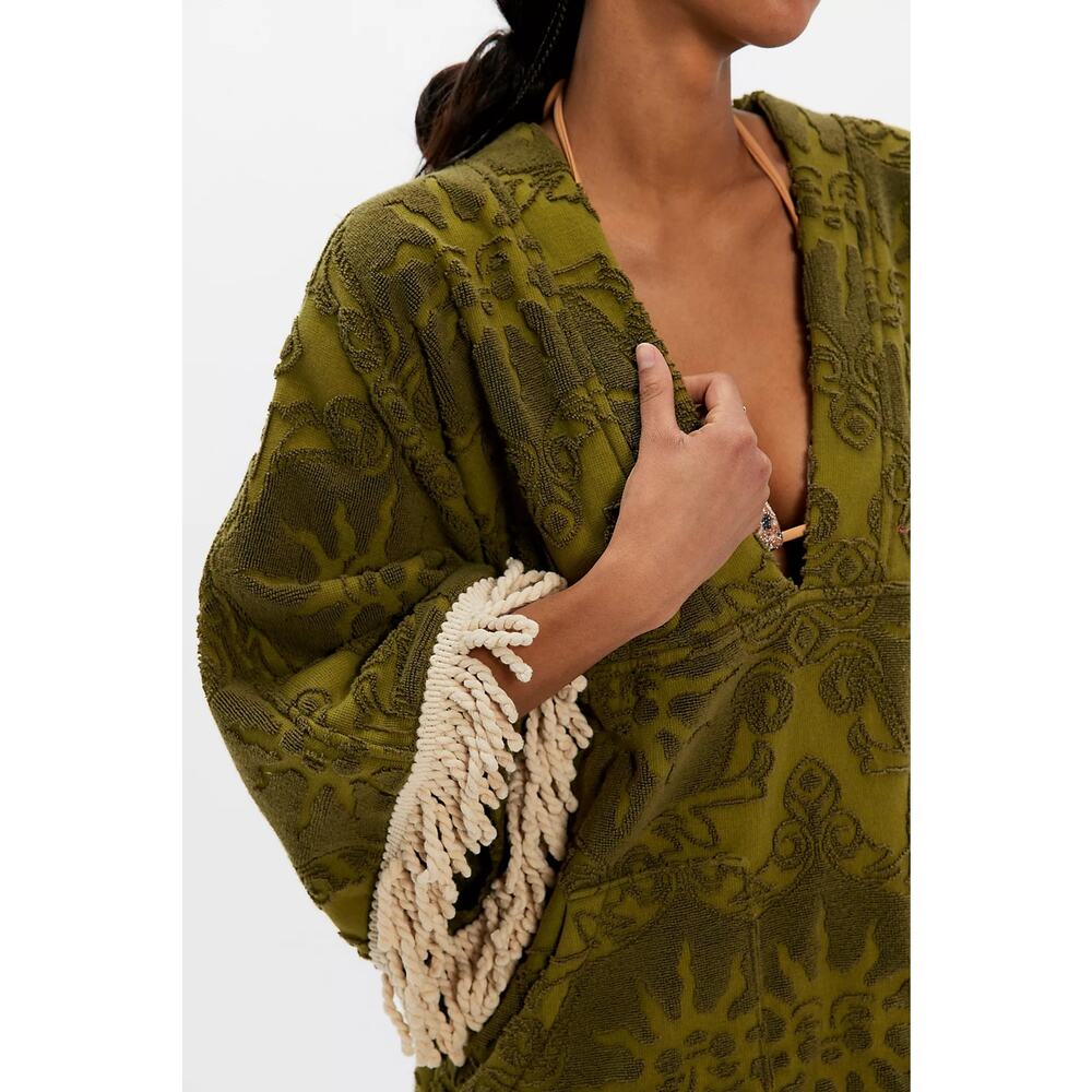 Free People x Spell Pomelia Terry Throw Over Dress Island Green Oversize Large - Picture 3 of 14